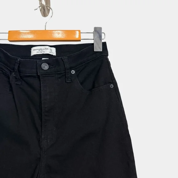 ABERCROMBIE & FITCH Curve Love The Flare Ultra High Rise Tall Black Jeans, Sz 27 - Picture 6 of 16